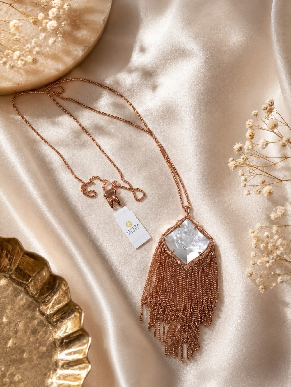 NWT Kendra Scott Kingston Long Pendant Fringe Necklace